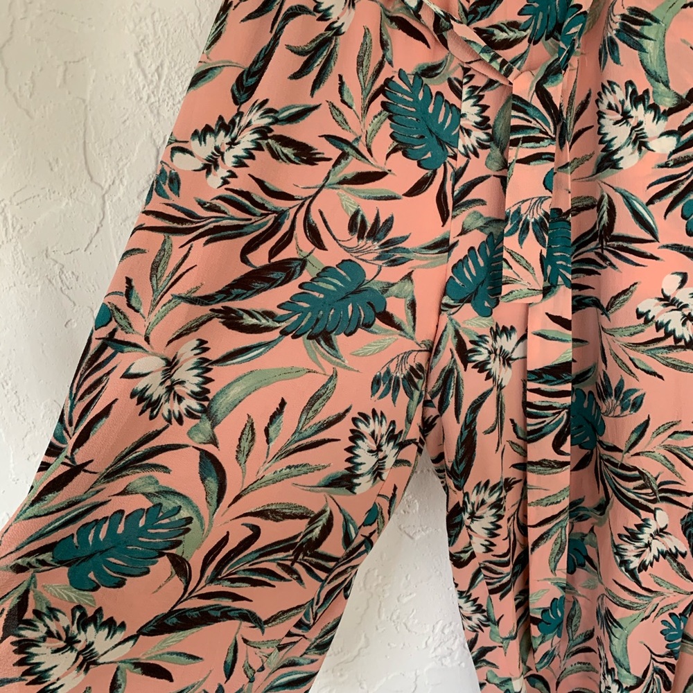 Palm print wide leg cropped pants